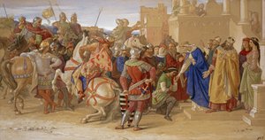 信心深さ-聖杯を求めて出発しようとする円卓の騎士 作： William Dyce